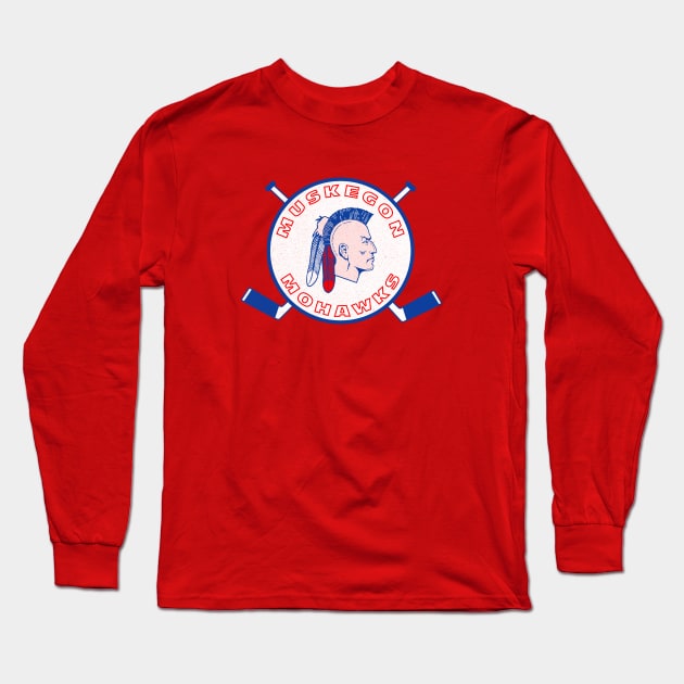 Iconic Muskegon Mohawks Hockey Long Sleeve T-Shirt by LocalZonly